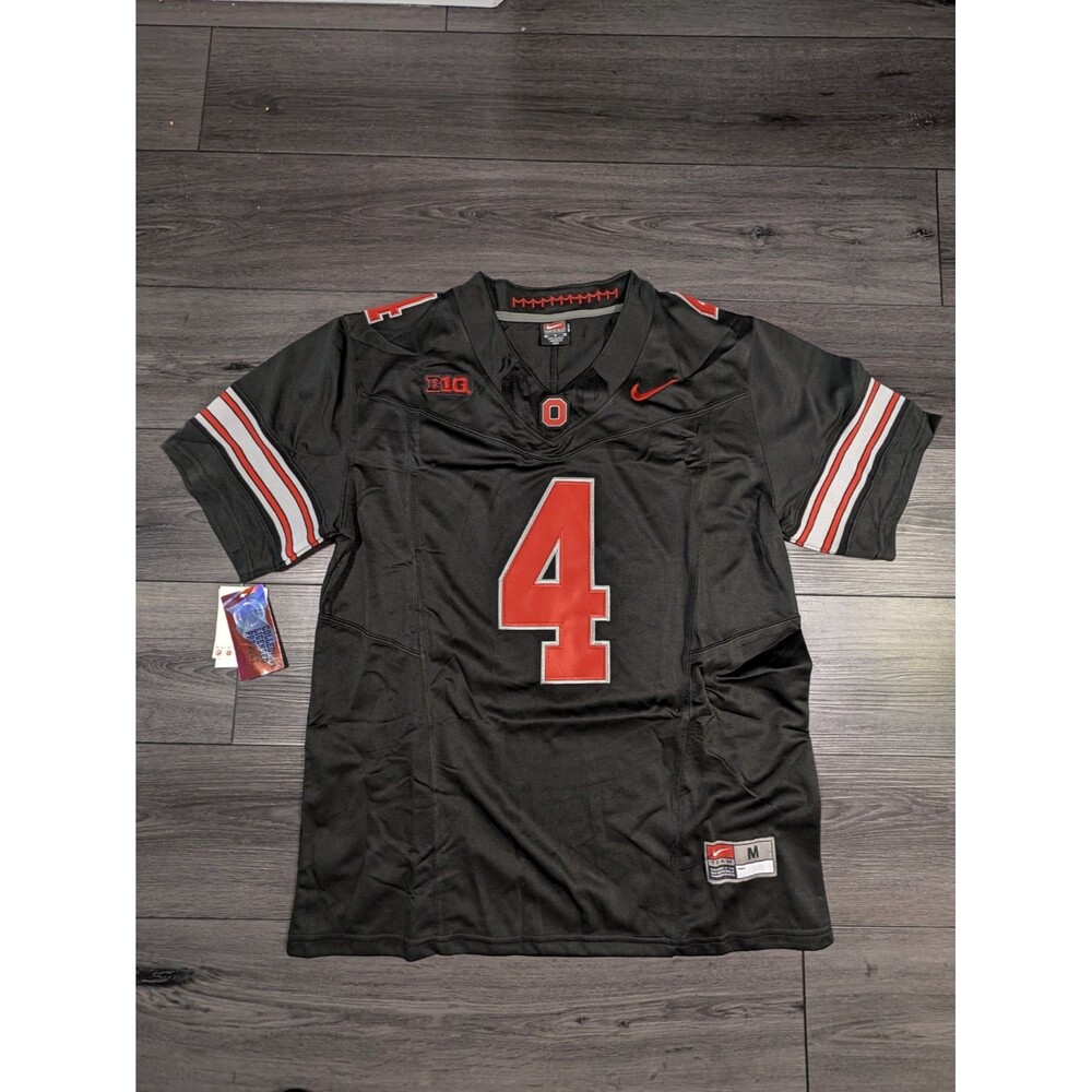 Jeremiah Smith #4 Black Buckeye Stripe 2026 OSU Ohio State Jersey Medium